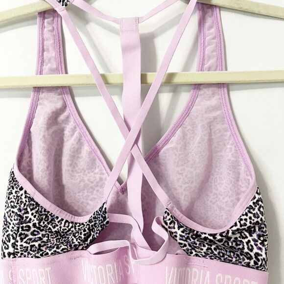 Victoria’s Secret The Player Lavender Leopard Strappy Back Sports Bra Size XS - Picture 2 of 6